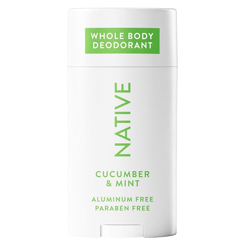 Desodorante em bastão Native com fragrância de pepino e menta, sem alumínio, 65 g, pacote com 12