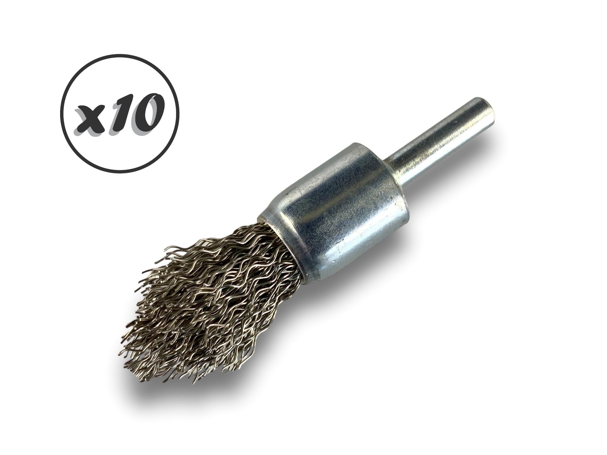 Kibros Lot 10 brosses en bout pointe fil acier dur Ø 18 mm