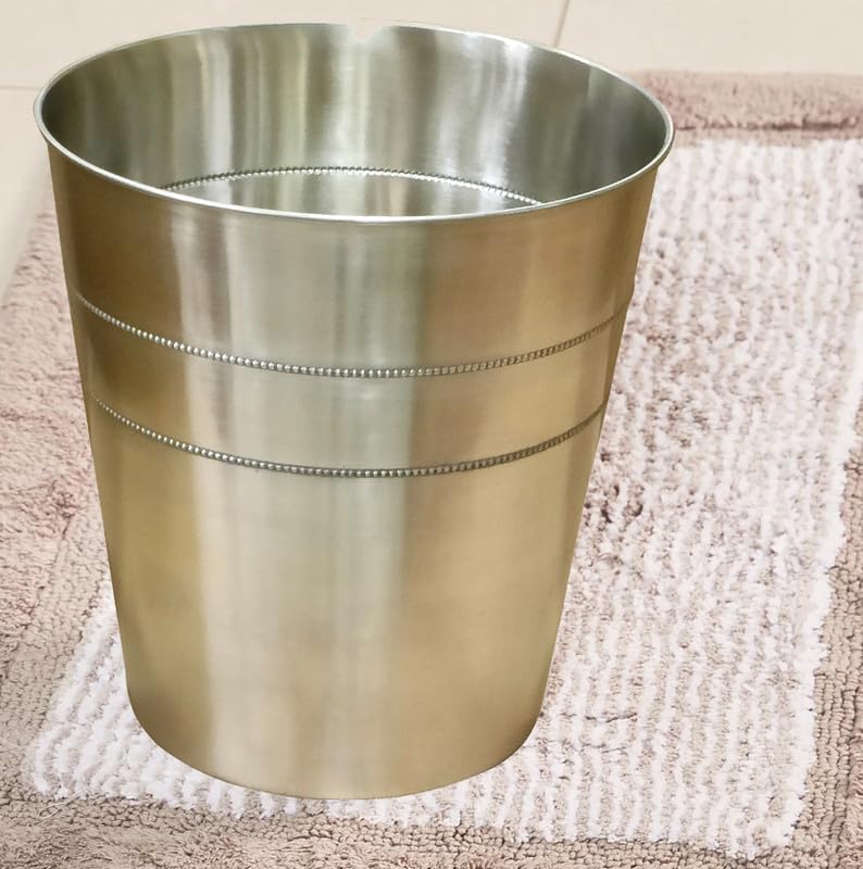 PAUL SONS Hospitality Stainless Steel Waste Basket Bathroom Trash Can for Bedroom, Home Office, Dorm, College, Kitchen Silver (Pack of 1Pc) 1