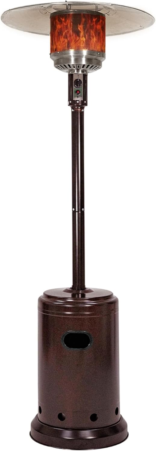 Amazon Basics 46,000 BTU Outdoor Propane Patio Heater with Wheels, Commercial & Residential, Havana Bronze, with Water Tank, 32.1 x 32.1 x 91.3 inches (LxWxH)