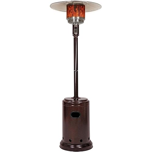 Amazon Basics 46,000 BTU Outdoor Propane Patio Heater with Wheels, Commercial & Residential, Havana Bronze, with Water Tank, 32.1 x 32.1 x 91.3 inches (LxWxH)