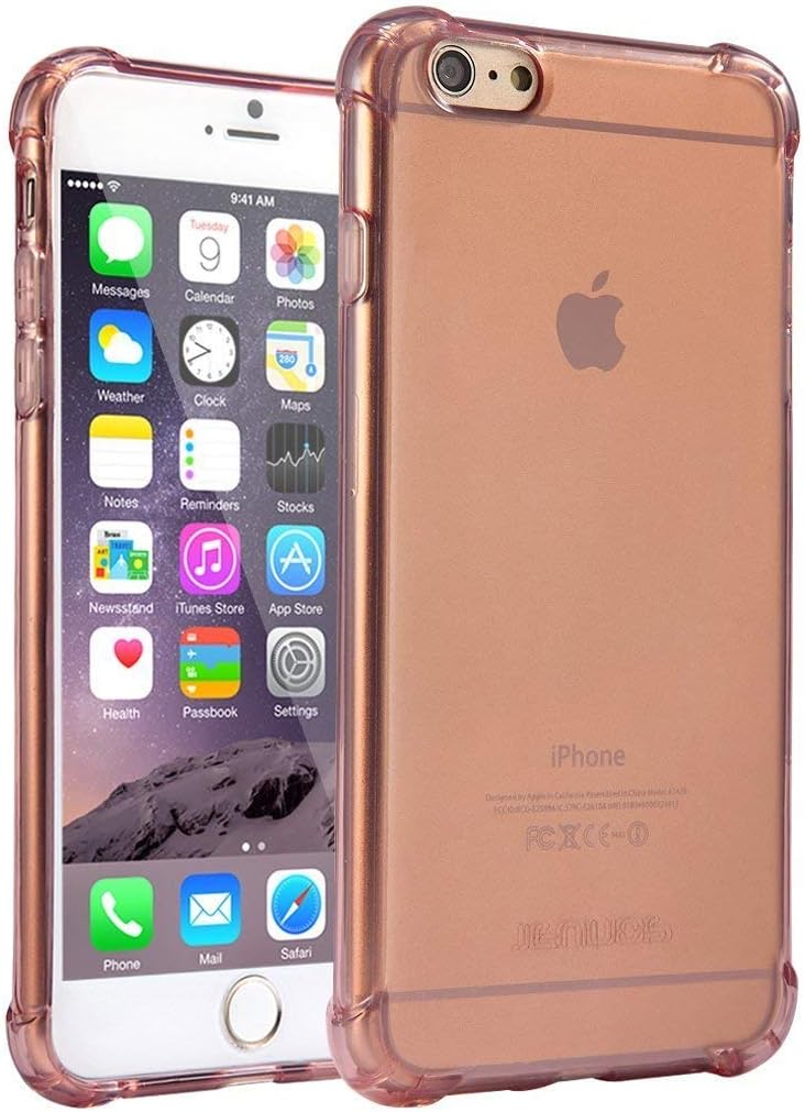JenuosiPhone 6 Plus Case, iPhone 6s Plus Case, Clear Shockproof Case Bumper Transparent Silicon TPU Case Cover for iPhone 6 Plus / 6S Plus 5.5” - Rose (6P-TPU-RE)