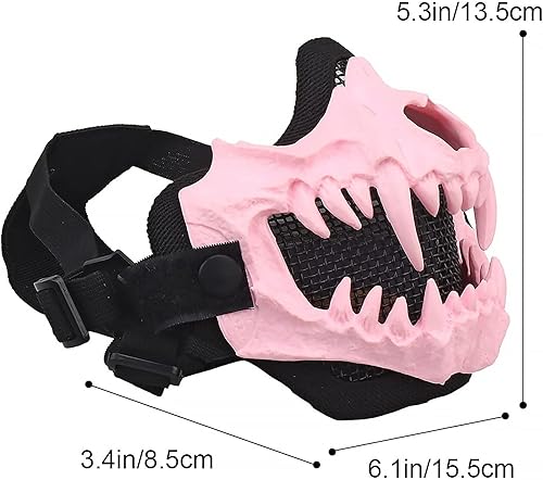 Miniatura 9 de Yzpacc Máscaras de media cara Airsoft Máscara táctica de protección facial con malla para Halloween, Paintball, CS, Caza