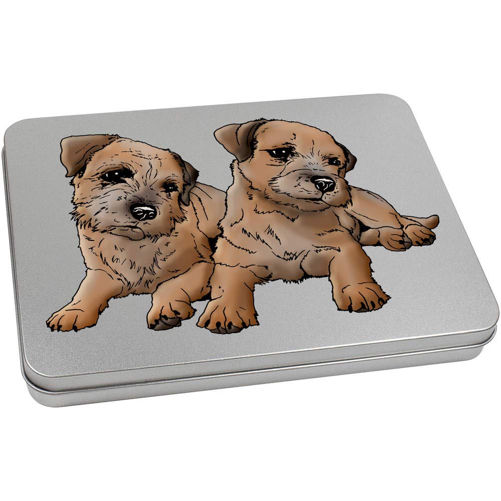 Azeeda 220mm 'Border Terriers' Metal Hinged Tin/Storage Box (TT00139527)