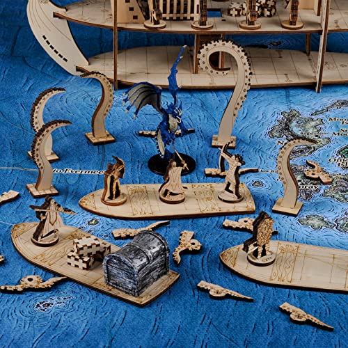 CZYY Wooden Row Boat 2PCS Laser Cut Hold Eight 1\" Miniatures(Not Included) Perfect for D&D, Dungeons and Dragons, Pathfinder or Other Tabletop RPGs