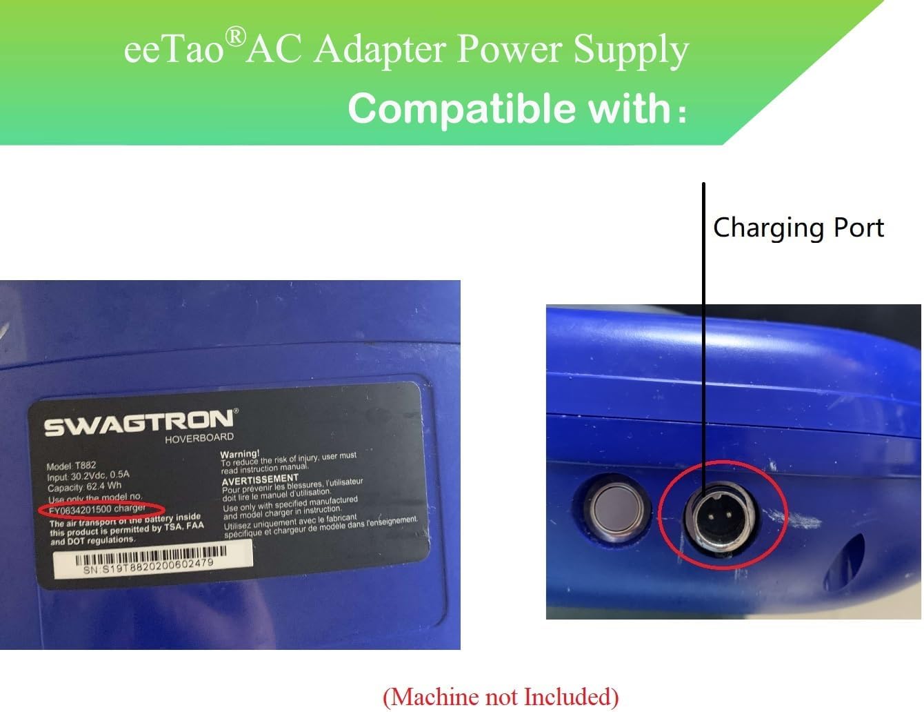 Swagtron T882 Swagboard charging port