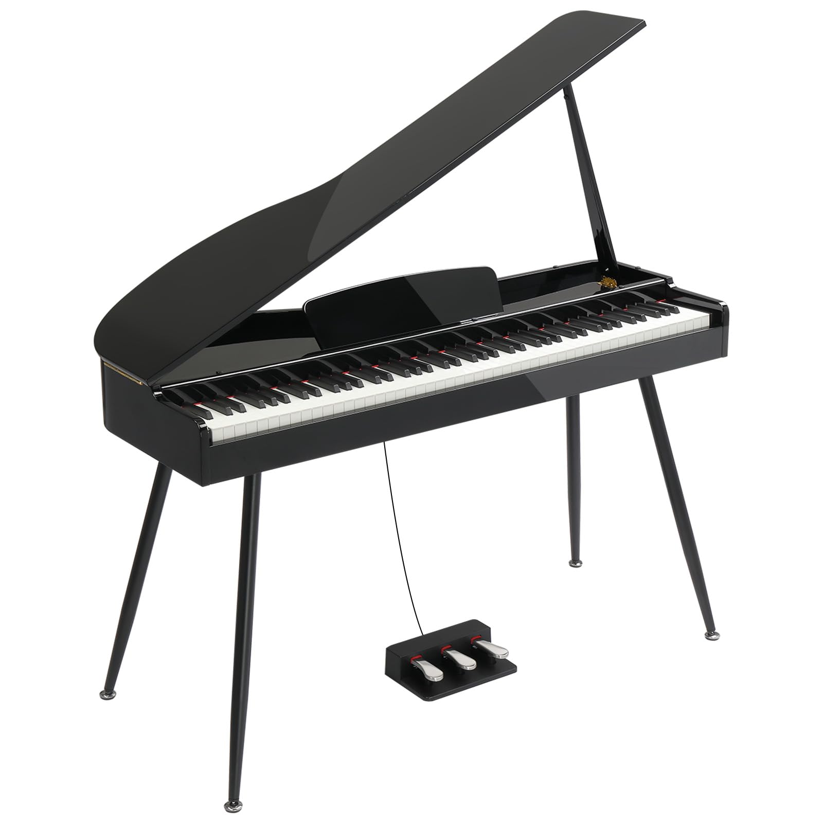 LEADZM Piano Numérique Marteaux 88 Touches, Piano Électrique avec Ressemblant à un Corps de Piano à Queue, avec MIDI-USB, Audio 4 Haut-Parleurs, Système à 3 Pédales, Noir