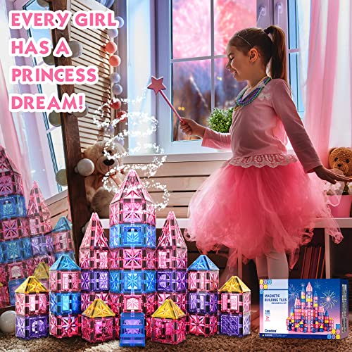 108Pcs Diamond Magnetic Tiles With Dolls Princess Castle Building Toys, Stem Kids Toys Magnetic Blocks Doll House Toddler Toys, Christmas Birthday Gifts Ideas For 3+ Year Old Girls & Boys #TOP1