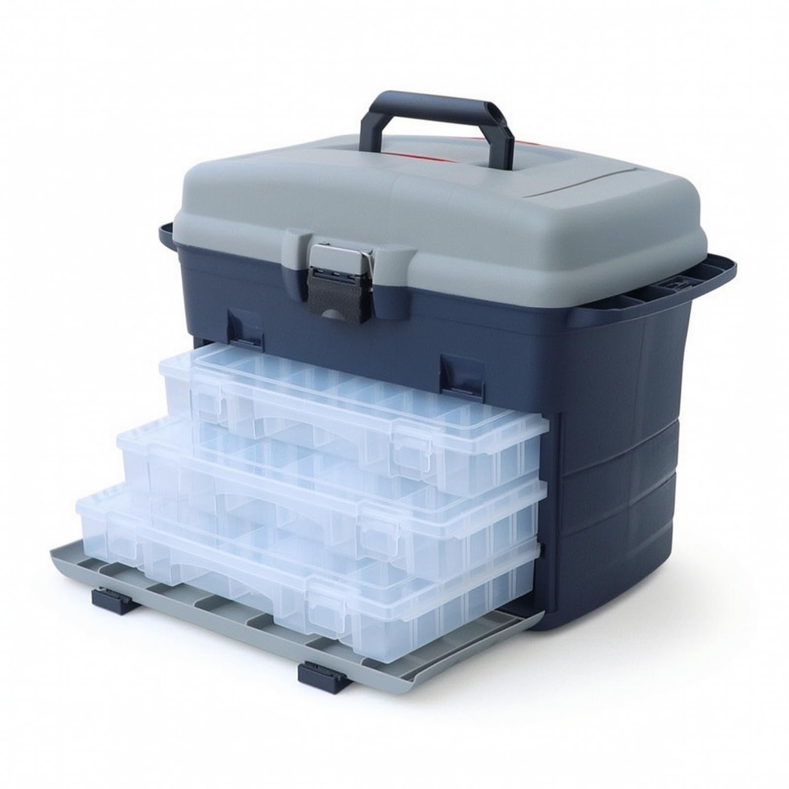 Contenitore Attrezzatura da Pesca Scatola Tackle Organizer Cassetta Portaesche con Vassoi Estraibili Design a Due Livelli in Plastica Robusta con