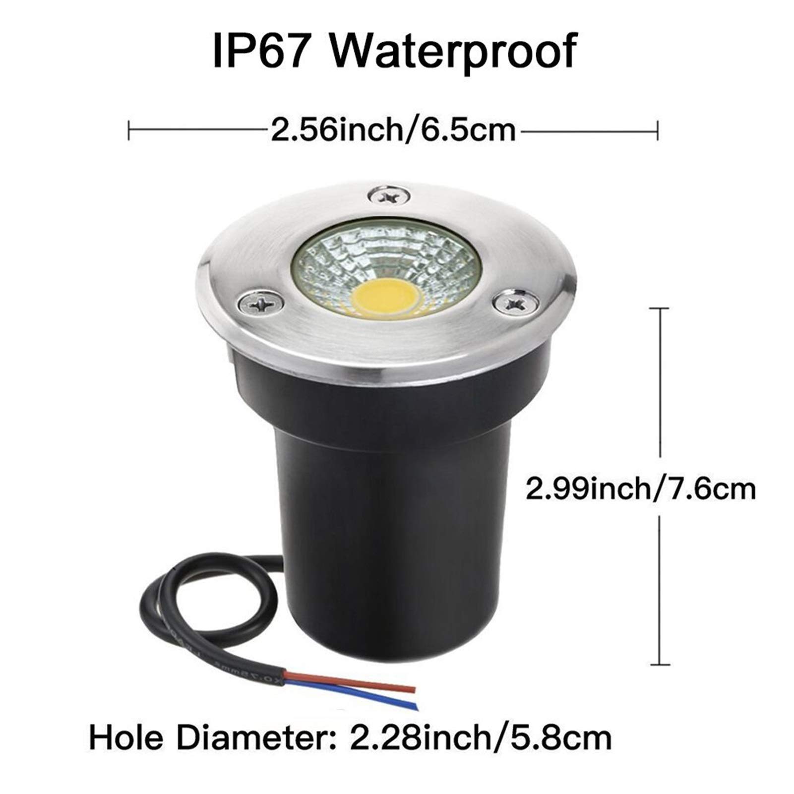 Faretti LED da Incasso per Pavimento Esterno 3W Faretto Incasso Segnapasso IP67 Impermeabile per Giardino, Esterno, Terrazzo(Warm White Light,24V)
