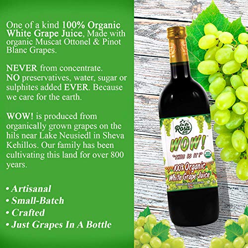 De La Rosa Organic White Grape Juice, Kosher, Non-GMO & Gluten Free, Austrian White Grape Juice, No Preservatives or Sulfites, Vegan White Grape Juice, 25.4 Oz Glass Bottle (Pack of 6)