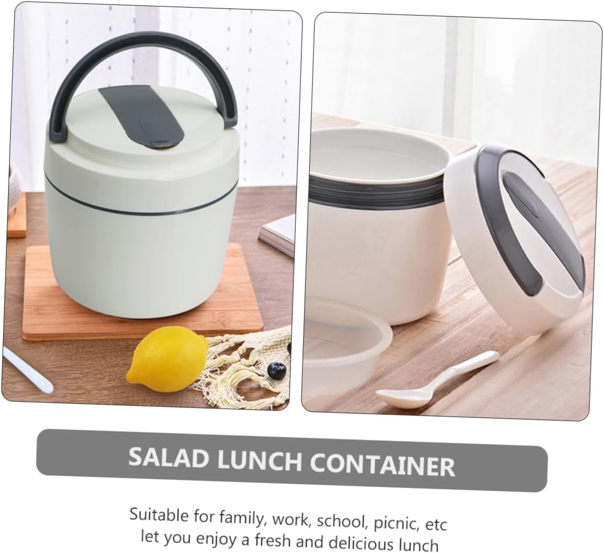 EKsma 1pc Insulated Lunch Container Double Layer Food Box with Tableware Microwavable for Students and Working Professionals Easy to Clean Portable Design