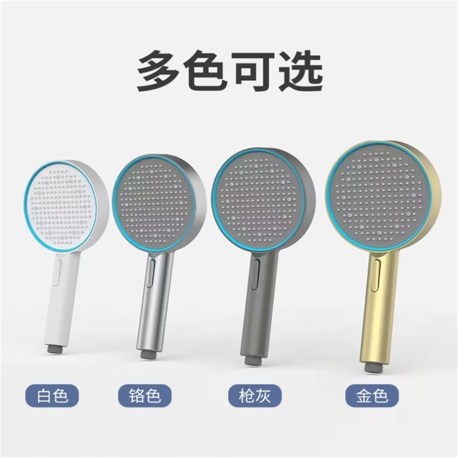 Cabezal de ducha LED sin electricidad de alta presión, cabezal de ducha con rociador ajustable de 3 modos, accesorio de baño(Grey head)