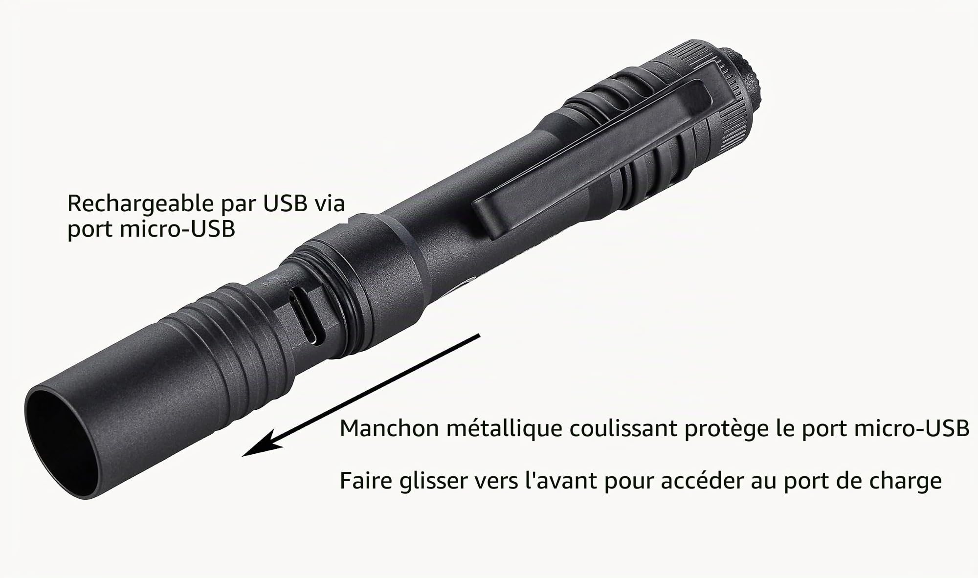 Streamlight 66604 MicroStream 250-Lumen EDC Ultra-Compact Lampe de Poche avec batterie Rechargeable USB, Noir