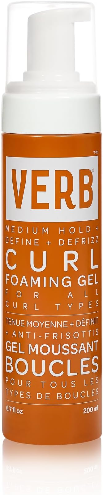 VERB Curl Foaming Gel – Frizz Control Mousse for Curl Definition – Curl Enhancing Hair Product for Medium Hold – Locking Gel for Waves, Soft Curls and Coils, 6.7 fl oz