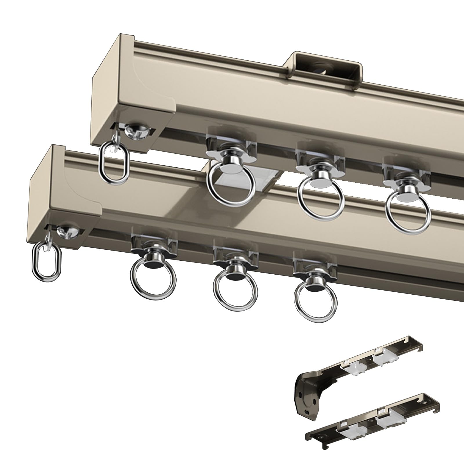 Rails à Double Rideau Robustes contre les Blocages - Rail en Aluminium Plafond pour Salon