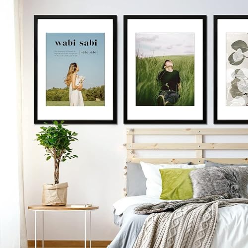 Vista 3 de THREELOVE Marco negro de 18 x 24 pulgadas, para fotos de 16 x 20 pulgadas con paspartú o de 18 x 24 pulgadas sin paspartú, marco de póster