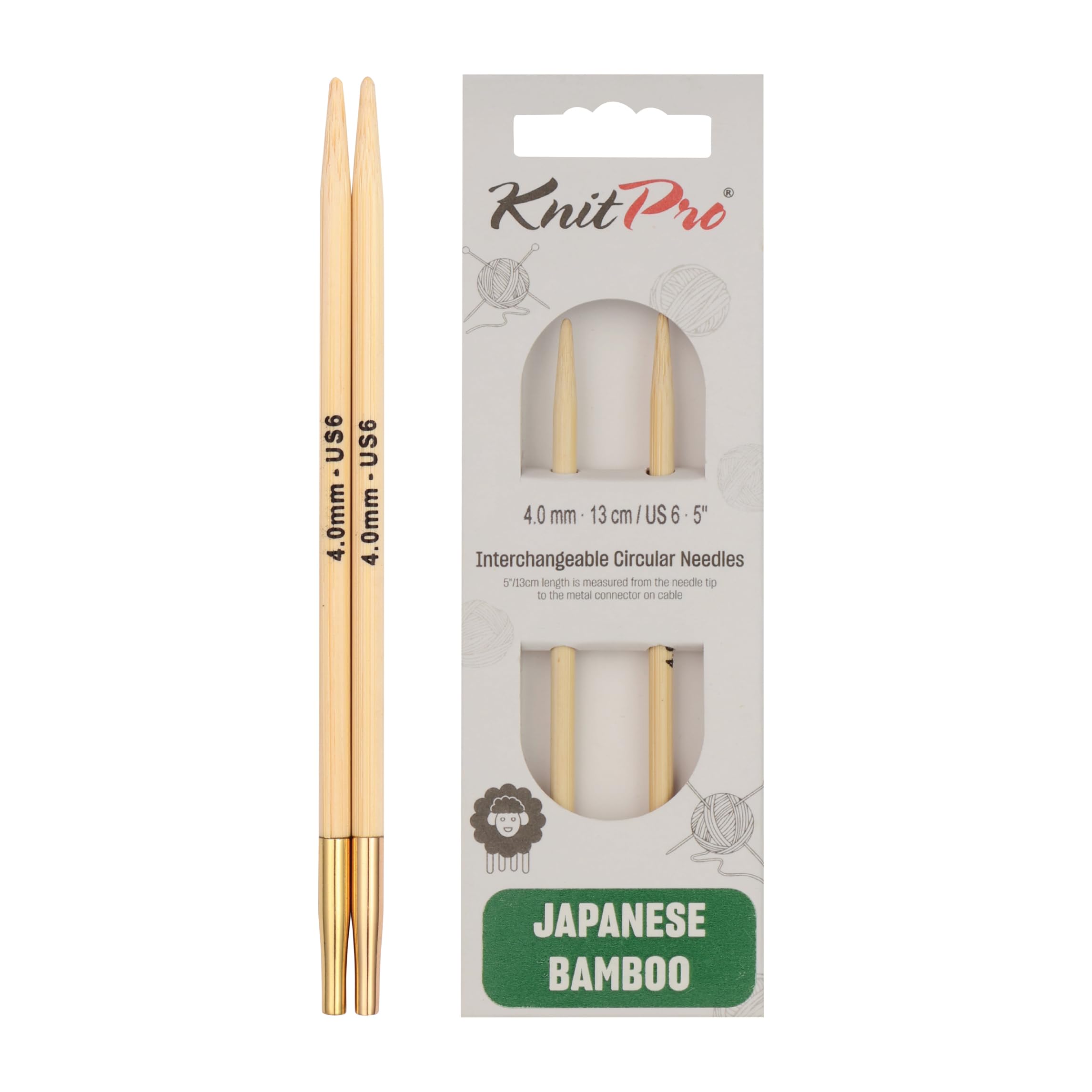 KnitPro Bamboo Interchangeable Circular Needles 5" (13cm) | 4.00mm