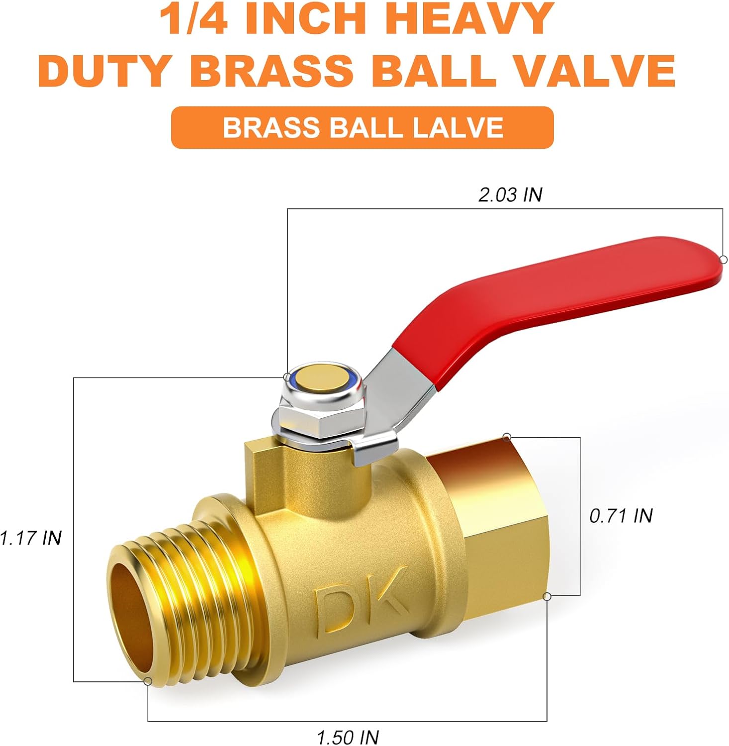 GASHER 6PCS 1/4 Inch Brass Mini Ball Valve, Shut Off Valve, 1/4 Inch Male x Female NPT Thread Pipe Fitting