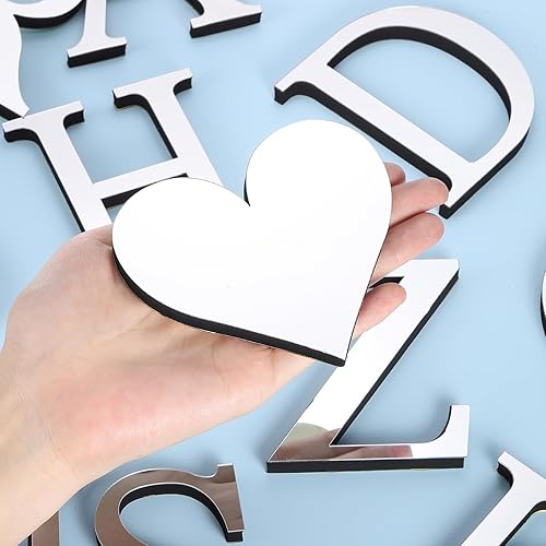 Miniatura 3 de PATIKIL Adhesivos de pared de acrílico 3D con diseño de alfabeto y símbolo, corazón, autoadhesivas, para decoración del hogar, letrero artístico,