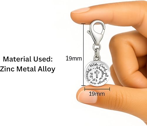 Miniatura 3 de Sexy Sparkles Pulsera cristiana "With God All Things Are Possible" con dije de cruz Joyería de fe en tono plateado con cierre de langosta para