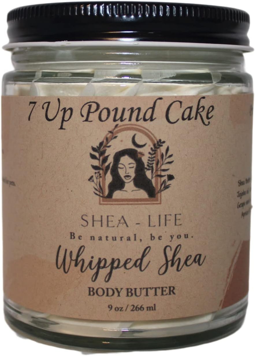 7 Up Pound Cake Whipped Body Butter, Moisturizing, All-natural ingredients, sweet scent of 7 up pound cake, Shea Butter, Cocoa Butter and other skin-loving oils.