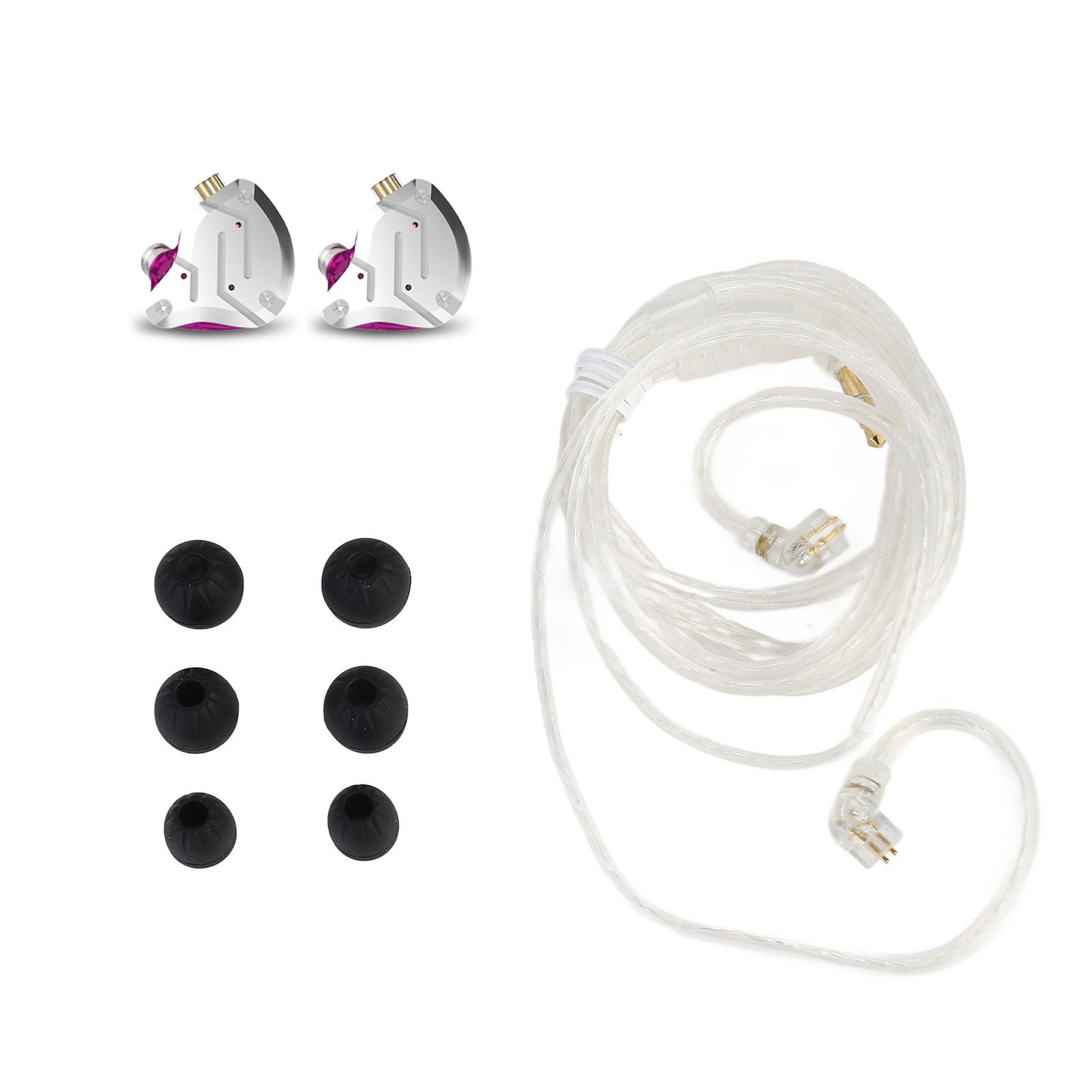 Słuchawki Douszne, Hybrydowy Przetwornik 1DD + 4BA z Nausznikami w 3 Rozmiarach, Pozłacane Gniazdo Jack 3,5 Mm, Odłączany Kabel z Mikrofonem, do Muzyki i Rozmów (PURPLE)