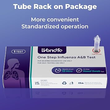 Wondfo Influenza A/B Rapid Test Kit, Home Self-Testing Kit, 1 Pack