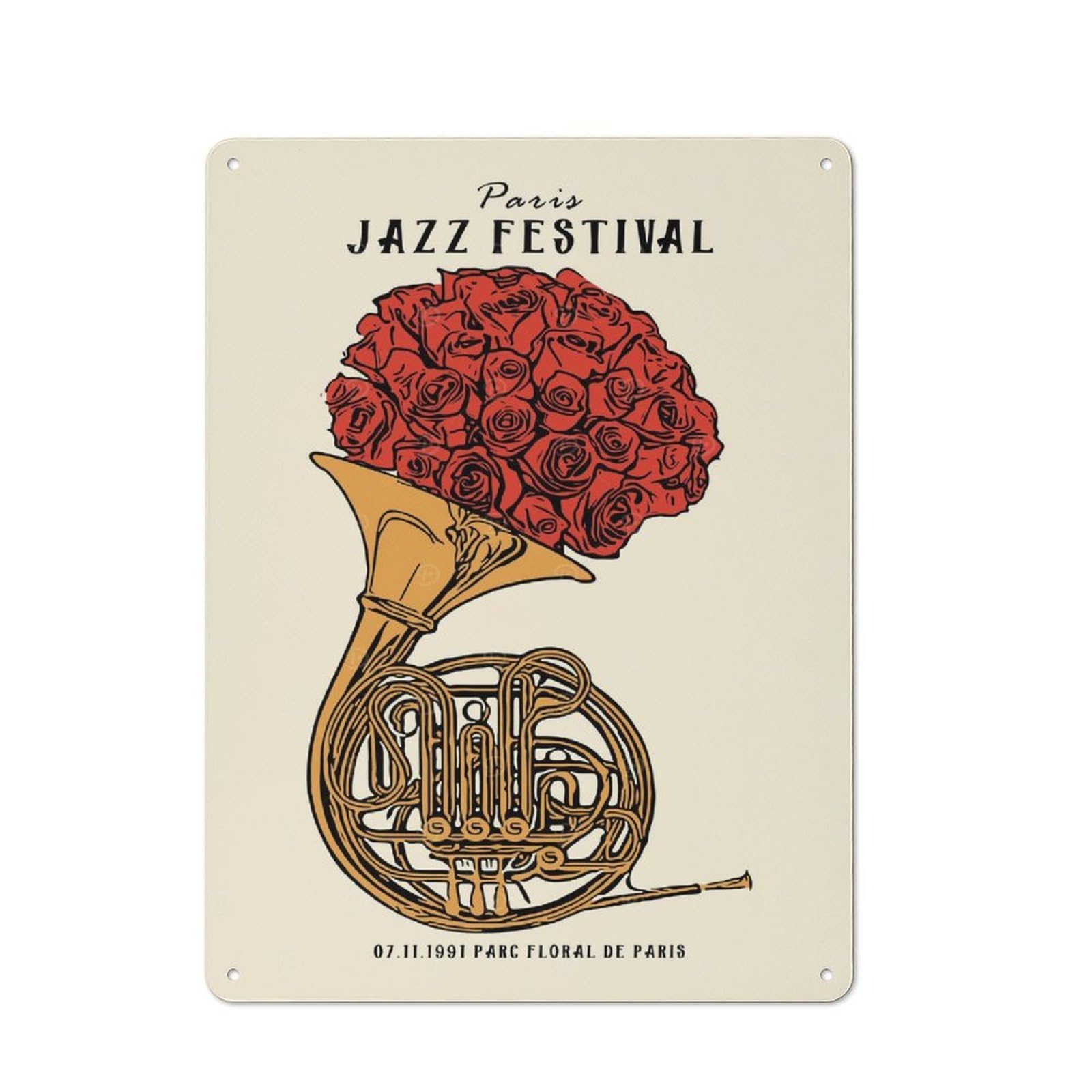 Junmoney Style-11 Vintage Garden Room Metal Sign 40X30cm Featuring Paris Jazz Festival, Utility Space Decor For Shed, Garden Room, Porch Or Garage