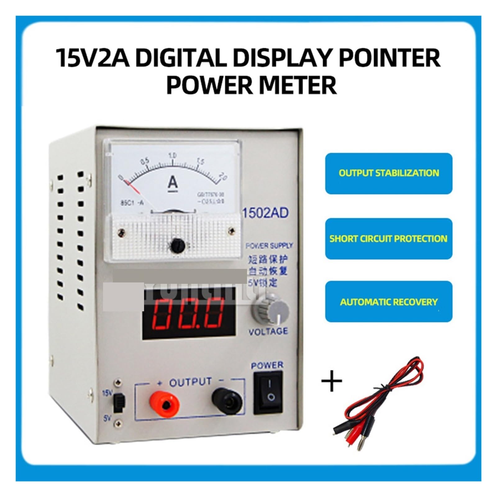 Regulowany zasilacz laboratoryjny DC 15 V 2 A Regulowany stabilizator napięcia 15 V 2 A Zasilacz impulsowy Do samodzielnego montażu
