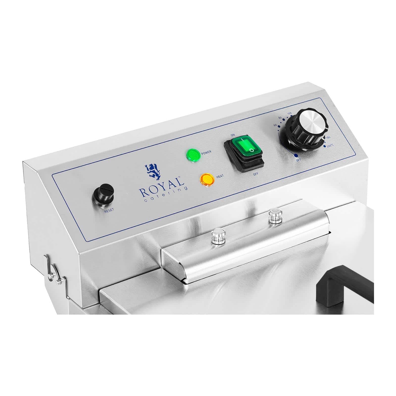 Royal Catering Freidora Eléctrica Profesional para Hostelería 400 V (Volumen: 16 L, 5000 W, Con grifo de vaciado y mueble bajo)