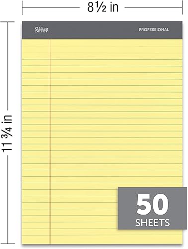 Miniatura 4 de Office Depot Bloc legal profesional, 8 12 pulgadas x 11 34 pulgadas, con reglas legales, 50 hojas por bloc, canario, paquete de 8 almohadillas, 99527