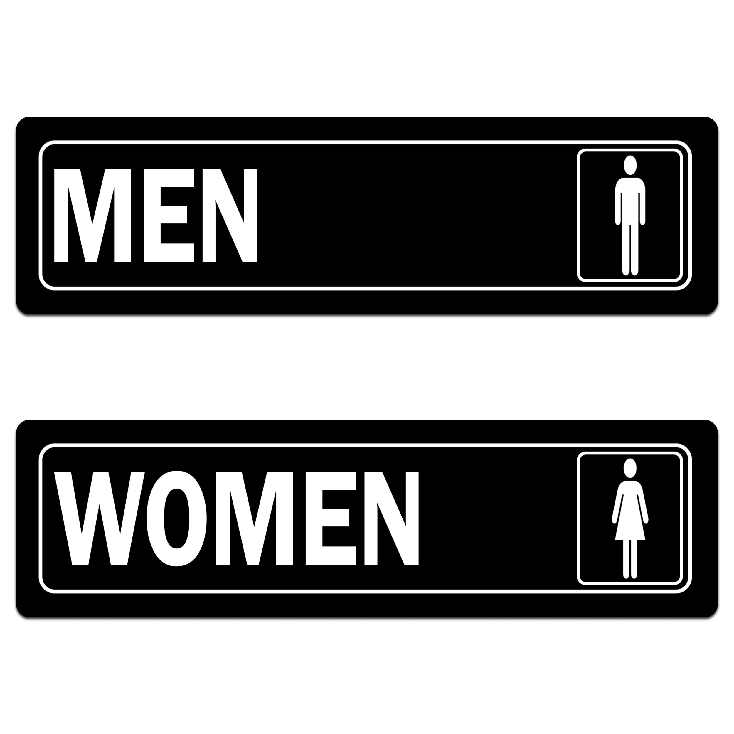 2 Pc Set Men Women Seperate Restroom Bathroom Sign for Door Metal Business Retail Store Self Adhesive Aluminum Peel and Stick 8x2 Inch Indoor/Outdoor