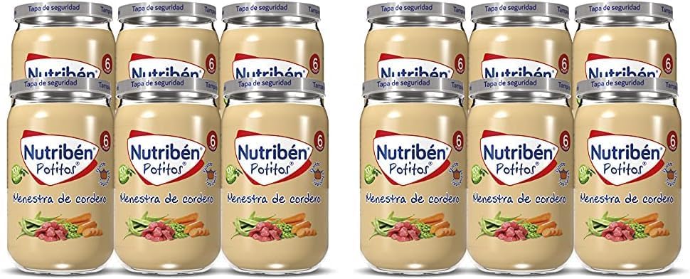 Nutribén Potitos De Menestra De Cordero, Desde los 6 Meses, Pack ...