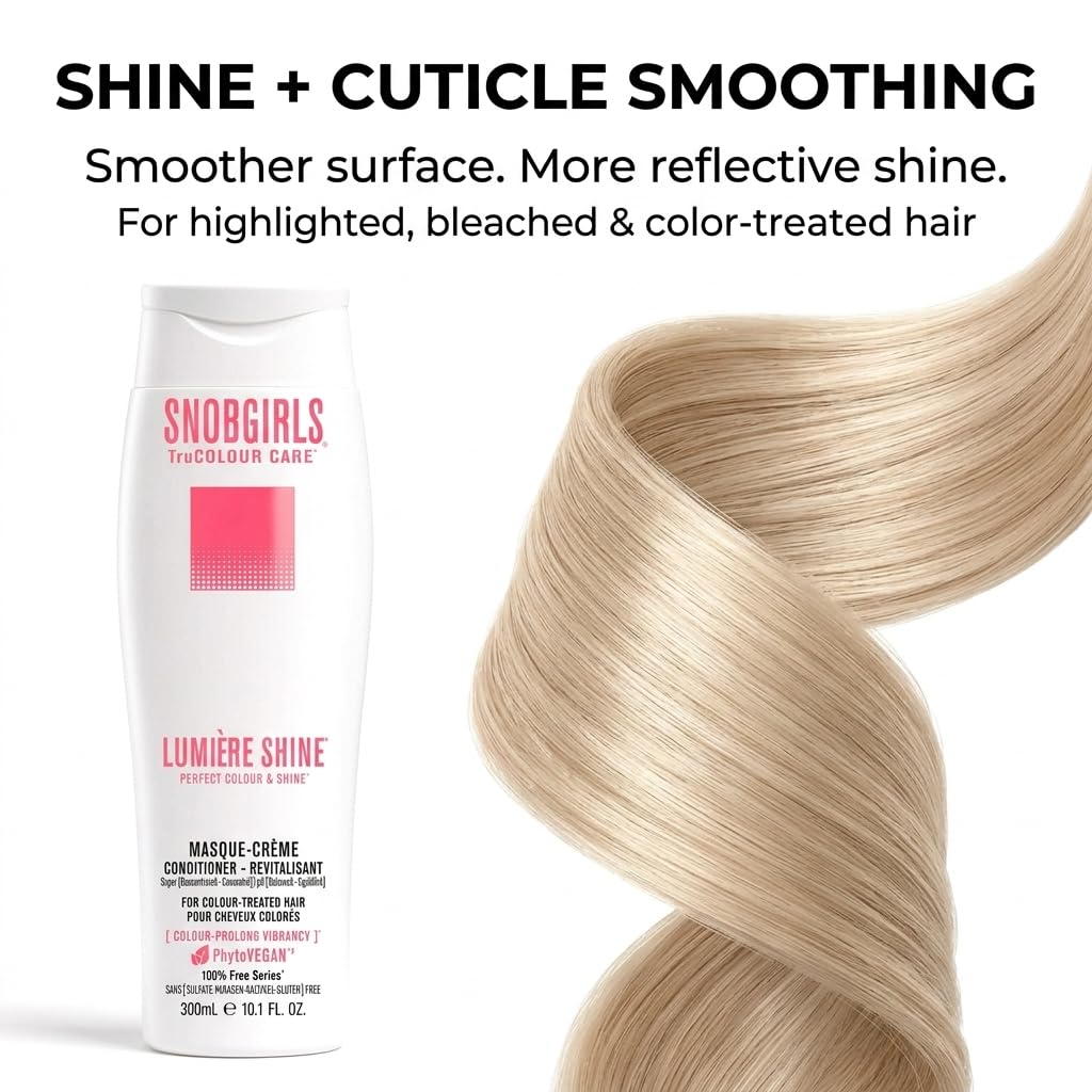 Color-Safe Conditioner for Highlighted & Bleached Hair – SNOBGIRLS LUMIÈRE HIGHCURE – Vegan, Sulfate-Free Formula for Softness & Shine with TruColor Care™ – 10.1 fl oz