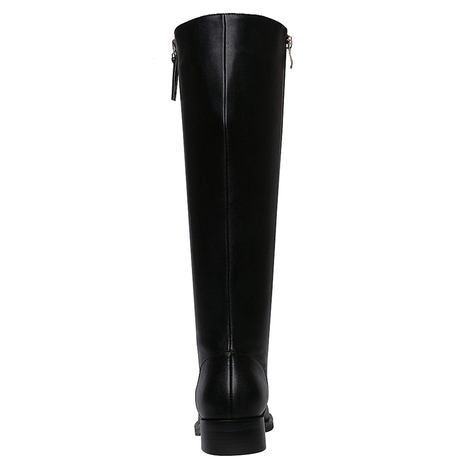 ANUFER Donna Elegante Pelle in Microfibra Ginocchio Stivali Tacco a Blocchi Cerniera Laterale Nero Stivali da Equitazione