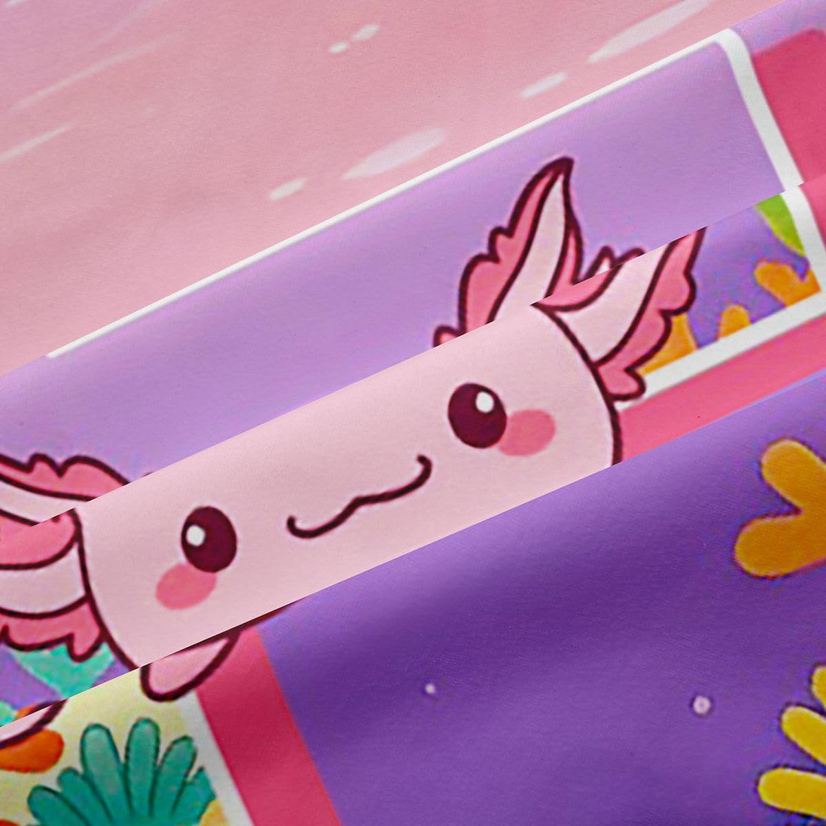 Cute Axolotl Girls Window Curtains 2 Panel Sets 38" Wx45" L Monogram Letter F Window Treatments Drapes Pink Cartoon Salamander Blackout Curtains For Kids Women Bedroom Kawaii Ocean Animal Decor