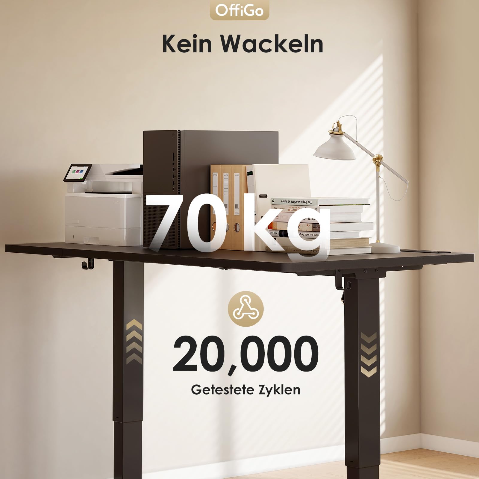 OffiGo Biurko Regulowane Wysokością Z Gniazdem, 180cm, Czarny | Elektryczne Biurko Regulowane Wysokością, z USB i 2 Funkcjami Pamięci do Domu