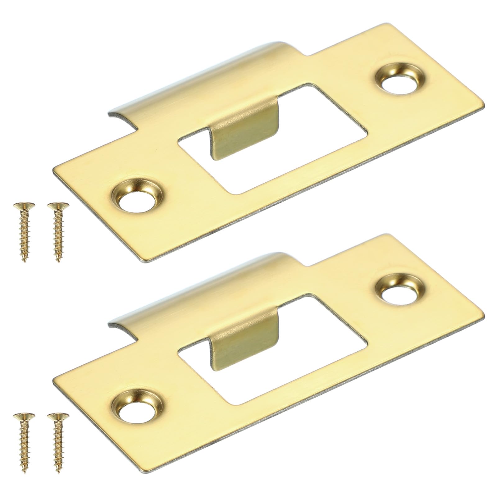 PATIKIL Door Strike Plate 2-3/4"x1-9/16",2Pcs Universal Latch Strike Plate Security T Strike Stainless Steel Deadbolt Strike Plate with Screws for Interior & Exterior Doors,Gold