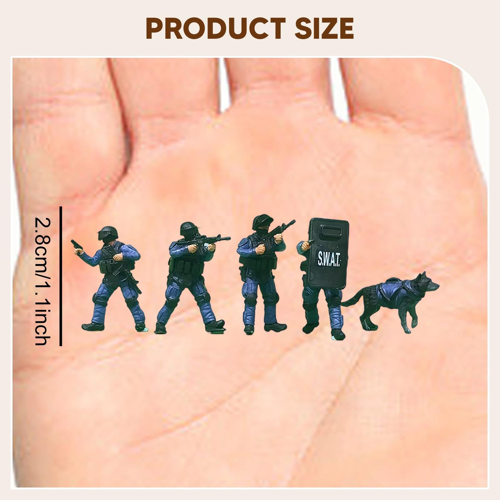 Soldatini Swat 1/64 Per Scenografie Diorami,Con Cane