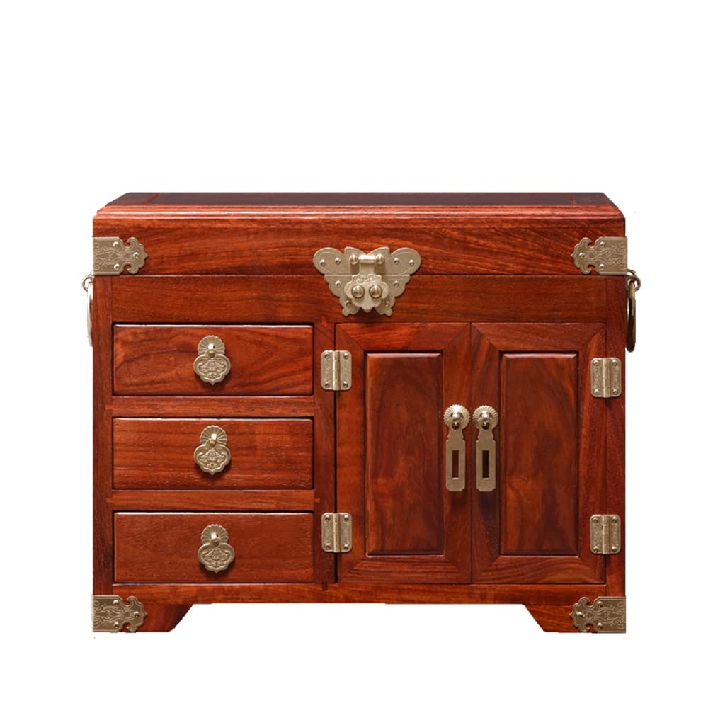 OIFAODAO Vintage wooden jewelry box, Wooden Dressing Box Treasure Earring Storage Jewelry Holder Organizer