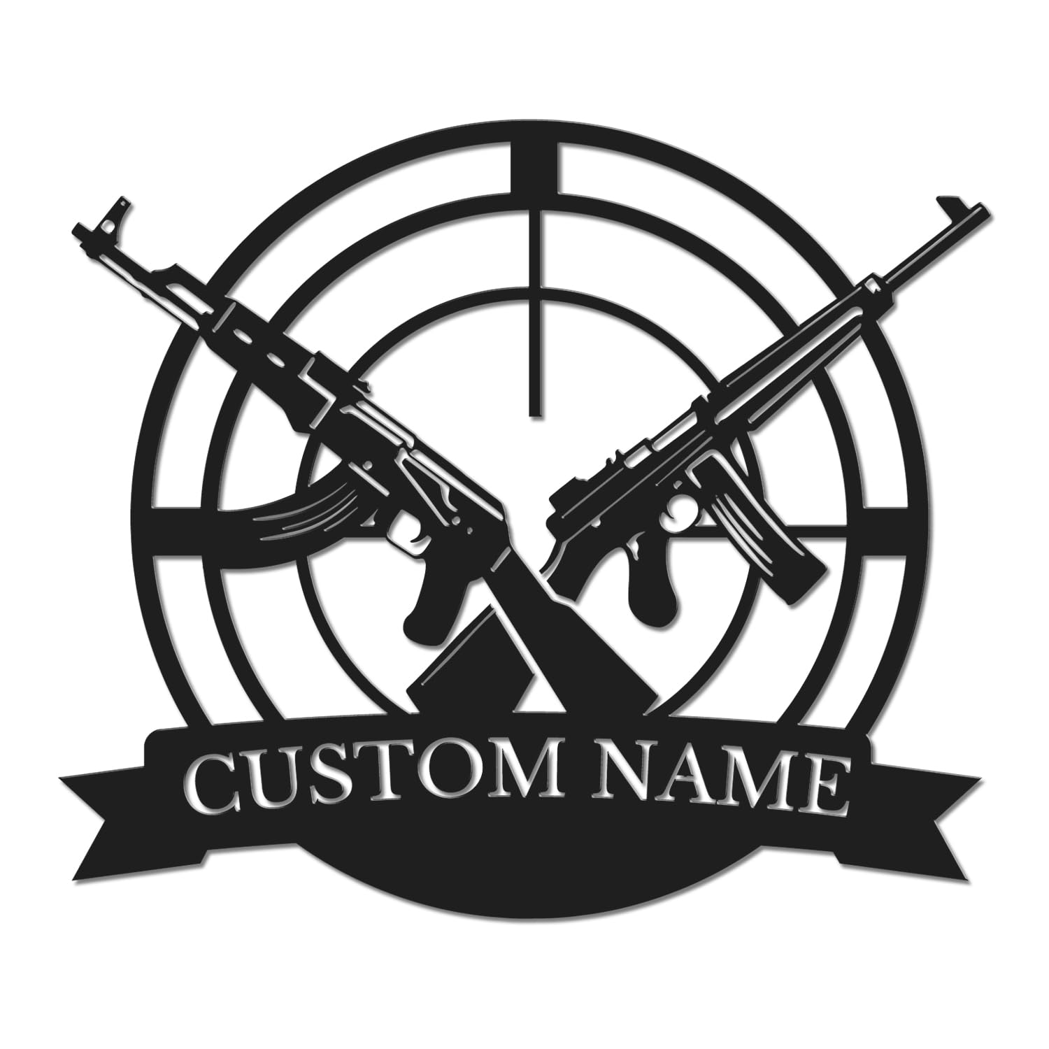 Herbraa Style-4 Personalized Gun Metal Sign, Custom Name Armory Wall Art, Military Veteran Gift, Gun Room Decor, Man Cave Plaque, Outdoor Hunting Lodge Accent (Style-4)