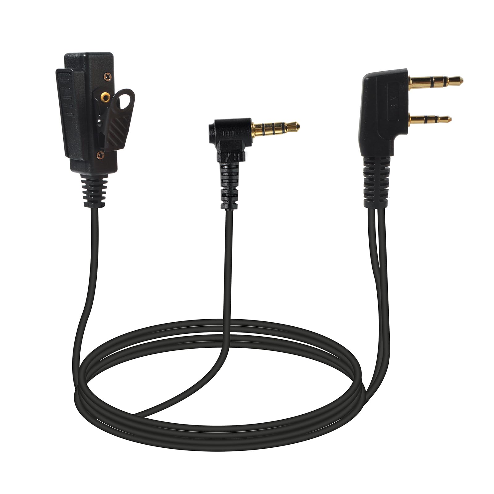 Cavo Audio Universale da 2 Pin a 3.5 mm 90° con PTT, Compatibile con Baofeng UV-5R 777 888S Kenwood TH-22AT TK-3100 Quansheng K5 TK-11 e Cuffie con Microfono a Ingresso 3.5 mm