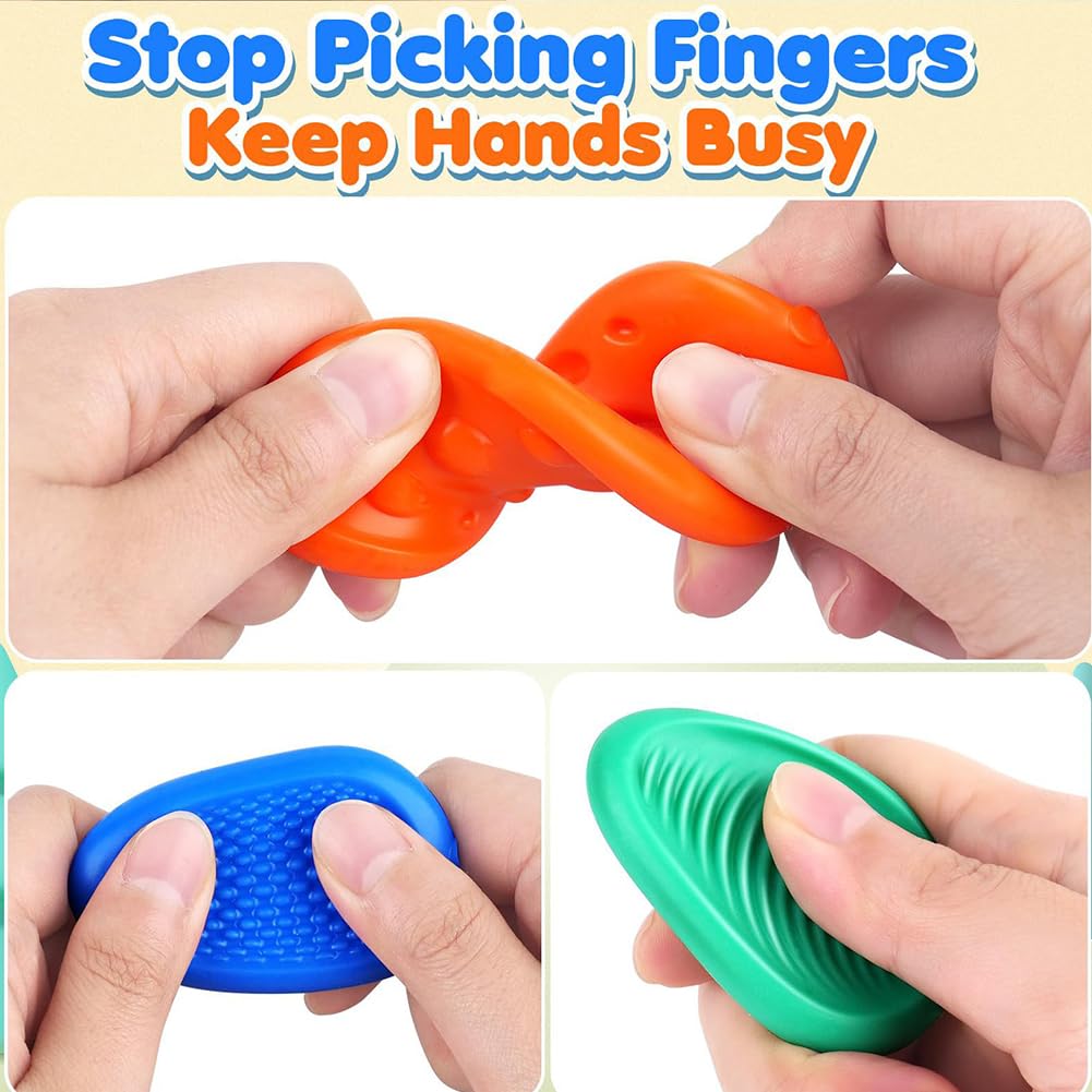 6Pcs Sensory Stone And 12 Pack Sensory Spinner Rings, Fidget Toy, Autism Toys, Silent Fidget Toys - Image 4