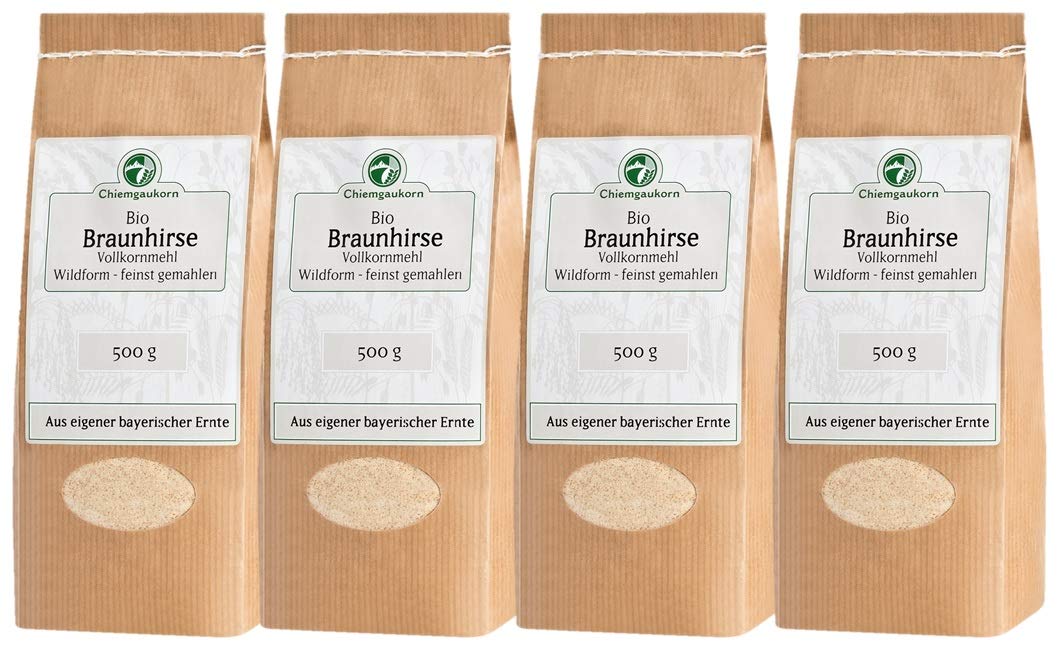 Chiemgaukorn Bio Braunhirsemehl Vollkorn Vorratsset, 4 x 500 g