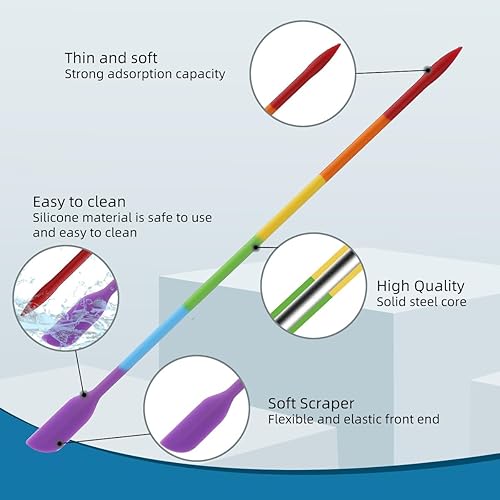 Miniatura 7 de Juego de 9 espátulas de silicona, antiadherentes y núcleo de acero inoxidable, sin BPA, utensilios de cocina aptos para lavavajillas para hornear,