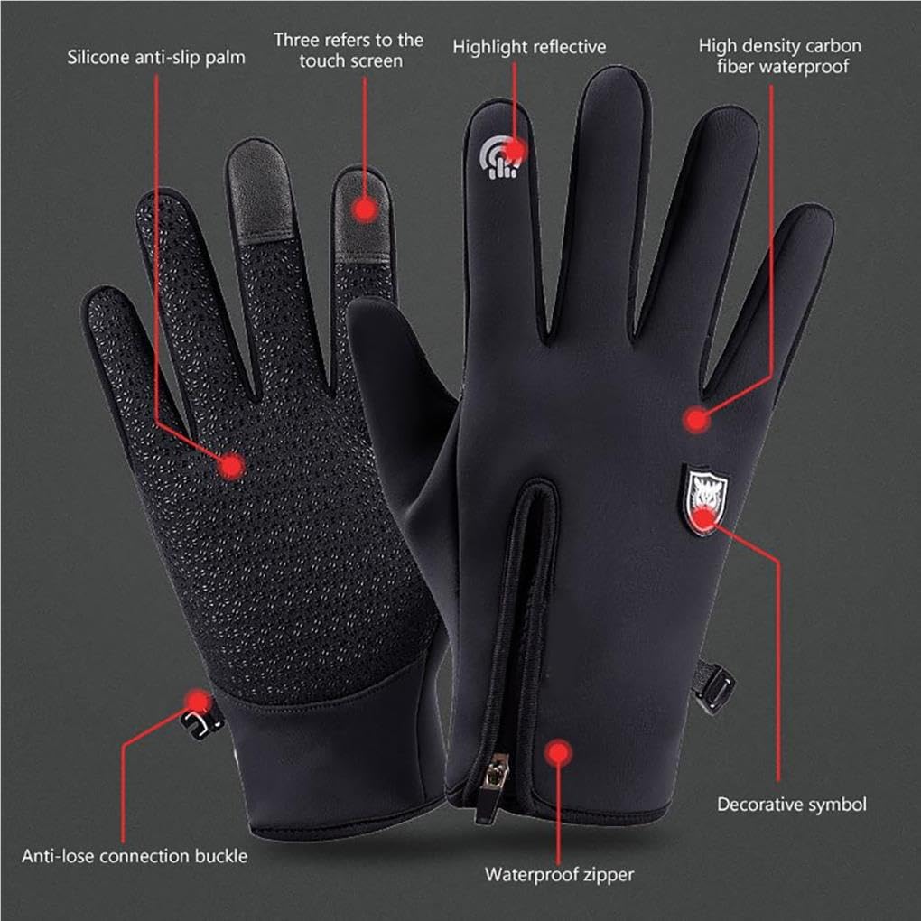 Winterhandschuhe, Handwickel, Fahrradzubehör, feine Verarbeitung, wasserdicht, Skiausrüstung, Wärme, praktisch, mehrfarbig, Schwarz/XL