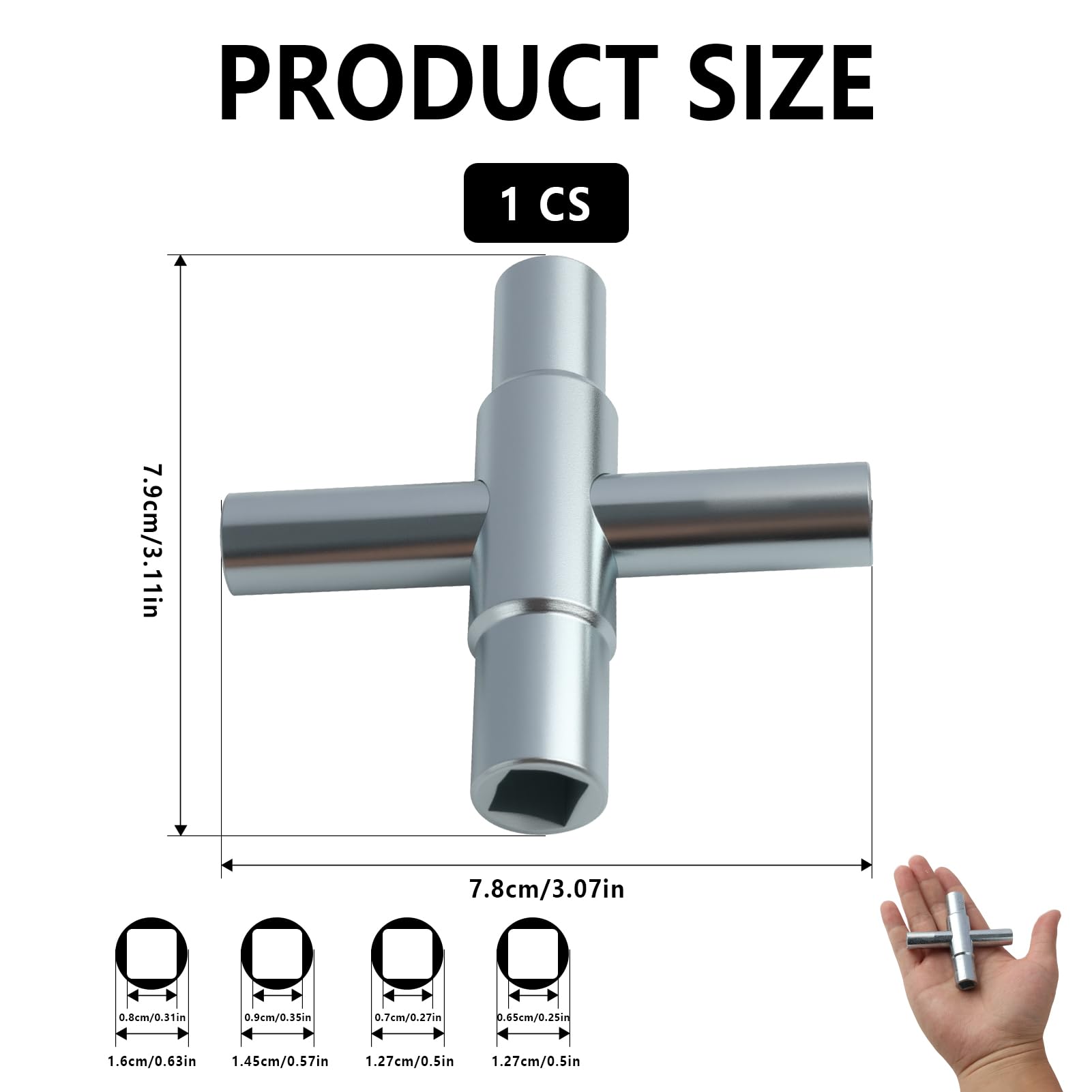 Chiave Quadrata 4 Vie Per Cassette Elettriche - 6.5/7/8/9 Mm In Acciaio Nichelato - Foto 8
