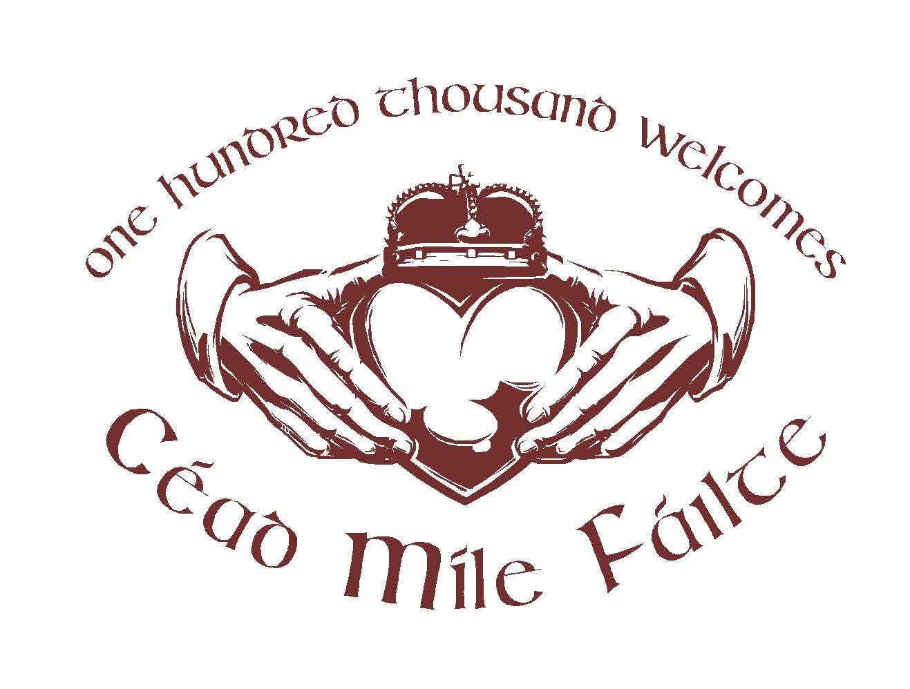 Lightningsigns Brown Irish Welcome Claddagh Céad Míle Fáilte Blessing Wall Art Quote Lounge Sticker (Brown)