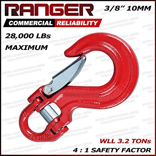 Ranger Half-Link Clevis Safety Latch Swivel Winch Hook 4X4 Application OFF-ROAD RECOVERY (WLL 3.2 Tons Break Point 28,000 LBs)